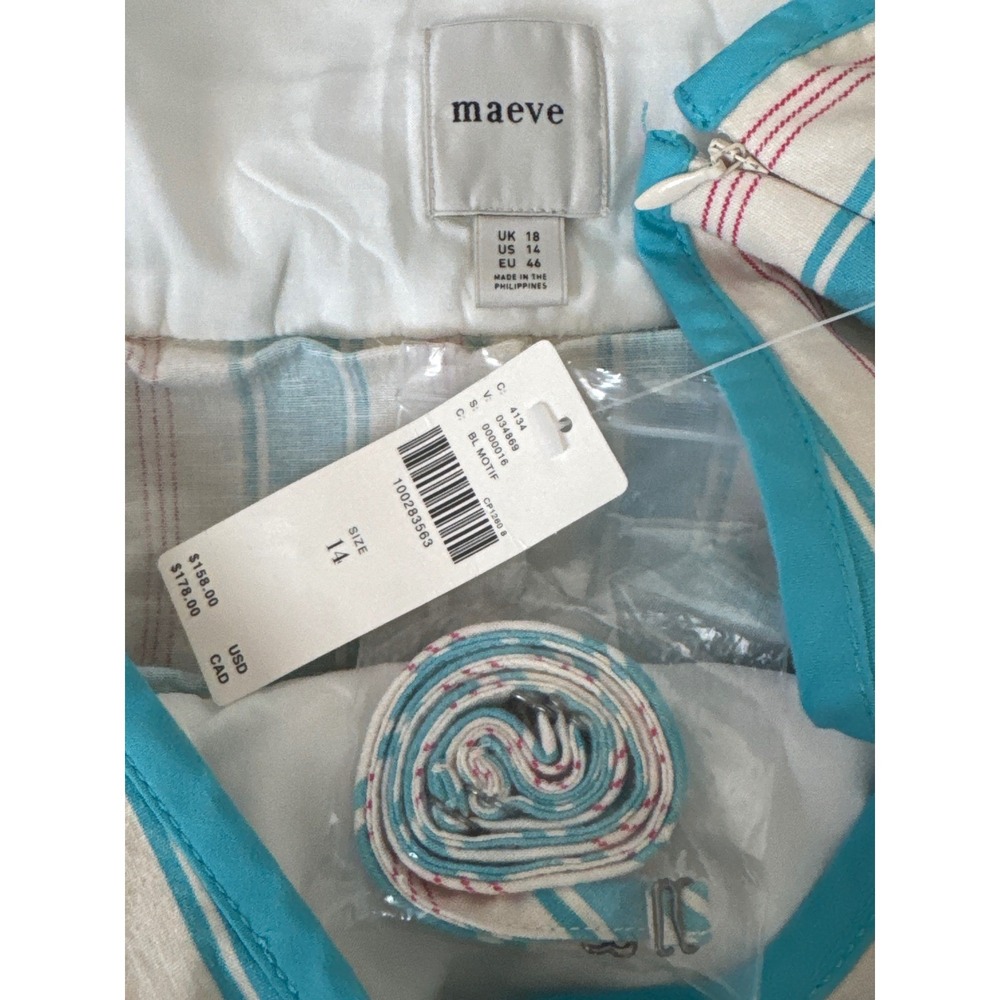 Anthropologie Blue Striped Linen Blend Romper - Picture 12 of 12